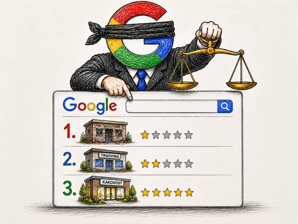 Metaforični prikaz, kako Google razvrsti rezultate